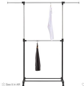 Adjustable Double Rod Garment Rack Black - Room Essentials, Like New, Retail - $16