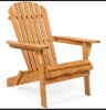 Best Choice Products Folding Adirondack Chair Outdoor WoodenAccent Lounge Furniture for Yard, Patio w/ Natural Finish, Like New, Retail - $69.99