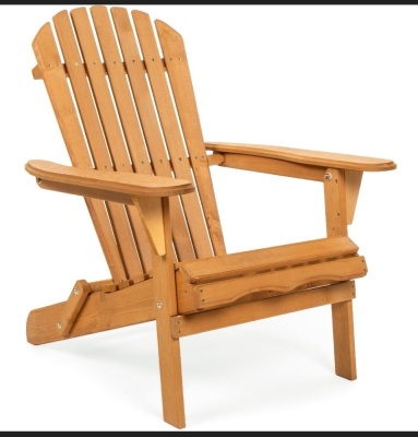 Best Choice Products Folding Adirondack Chair Outdoor WoodenAccent Lounge Furniture for Yard, Patio w/ Natural Finish, Like New, Retail - $69.99