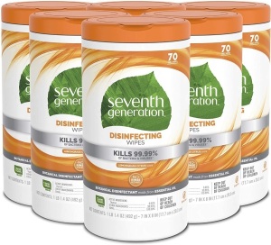 Seventh Generation Disinfecting Multi Surface Wipes, Botanical Disinfectant, 70 Count, Pack of 6 - New 