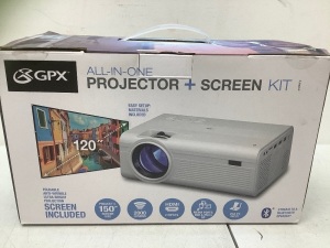 GPX All in One Projector w/ 120" Screen Kit, Works, Appears New