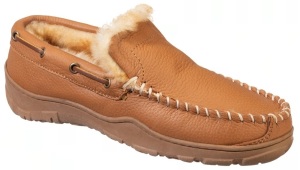 Bob Timberlake Venetian Moose-Hide Shearling Slippers for Men - Maple - 10M, Appears New