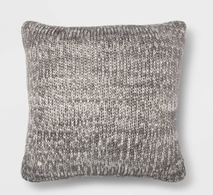 Oversize Marled Knit Square Throw Pillow Gray/Cream- Threshold, Like New, Retail - $30