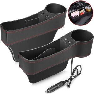 Car Seat Gap Organizer with Cuper Holder & USB Ports, Set of 2 