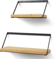 Floating Rustic Wood Shelves,&nbsp;Set of 2