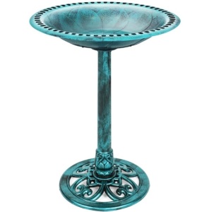 Vintage Outdoor Garden Bird Bath w/ Fleur-de-Lis Accents 