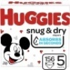 Huggies Snug & Dry Baby Diapers, Size 5, 156 Ct, One Month Supply