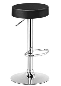 26 in.-34 in. Black Backless Steel Height Adjustable Swivel Bar Stool with PU Leather Seat, E-Commerce Return/Appears New