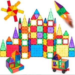 110-Piece Kids Magnetic Tiles STEM Construction Toy Building Block Set, Appears New/Damaged Box