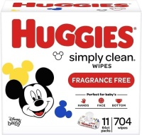 Huggies Simply Clean Unscented Baby Wipes, 11 Flip-Top Packs (704 Wipes Total)