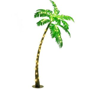 5 Ft Pre-lit Artificial Palm Tree Curve Trunk 