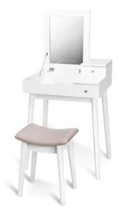 Vanity Dressing Table Flip Desk with 2-Drawer and Stool