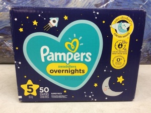 Pampers Swaddlers Overnights Baby Diapers, Size 5, 50 ct - New 