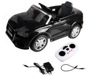 Audi A3 Licensed 12-Volt RC Kids Ride On Car Electric Remote Control LED Light Music, Black, Untested, Appears New