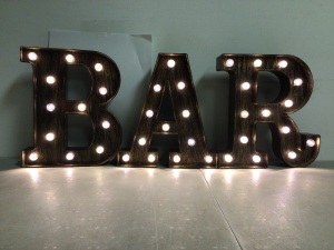 Battery Operated Light Up Bar Sign, Works, Appears New