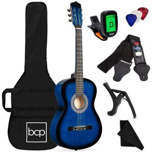 Beginner Acoustic Guitar Set w/ Case, Strap, Digital Tuner, Strings - 38in