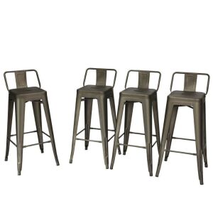 Set of 4 30" Metal Barstools with Low Back