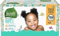 Seventh Generation Baby Wipes, Free & Clear Unscented and Sensitive, Gentle as Water, with Flip Top Dispenser, 768 Count.