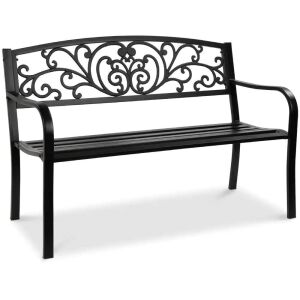 Steel Bench for Outdoor, Patio, Garden w/ Floral Design - 50in