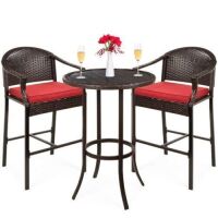 3-Piece Outdoor Wicker Bistro Bar Height Set