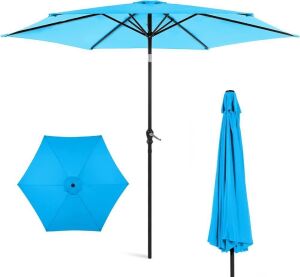 Outdoor Steel Market Patio Umbrella Decoration w/ Tilt, Crank Lift - 10ft