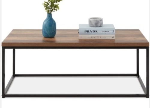 Best Choice Products 44in Rustic Modern Industrial StyleRectangular Wood Grain Top Coffee Table w/ 1.25in Top - Brown, Like New, Retail - $89.99