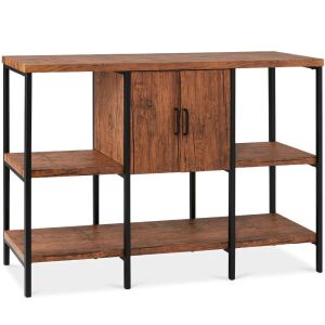 3-Tier Shelf Console Table w/ Cabinet, Non-Scratching Feet - 55in