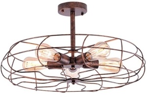 LITFAD 21" Industrial Vintage Semi Flush Mounted Ceiling Light, Rust, Untested, Appears New