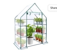 Greenhouse for Outdoors with&nbsp;Improved Transparent PVC&nbsp;Cover, Ohuhu Portable Walk-in&nbsp;3 Tiers 6 Shelves Stands Mini&nbsp;Greenhouse, Plastic Small Plant&nbsp;Green House with Observation&nbsp;Windows, 4.7x2.4x6.4, Like New, Retail - $69.99