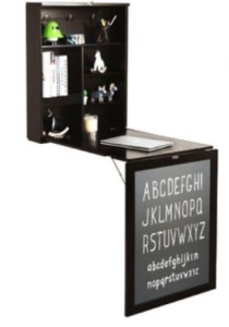 Wall Mounted Table Fold Out Convertible Desk with A Blackboard/Chalkboard Brown, Appears New