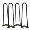 16-Inch Mid-Century Modern Satin Black Hairpin Table Legs, 1/2" Diameter, Set of 4