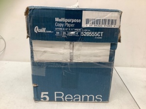 Case of (5) Reams 8.5"x11" Letter Copy Paper