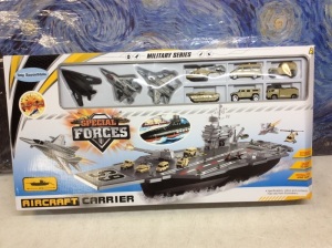 Toy Essentials Aircraft Carrier with Soldiers, Jets, & Military Vehicles - Appears New 