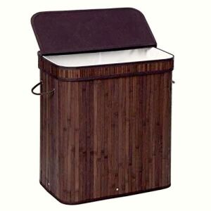 Double Bamboo Laundry Hamper - Dark Brown