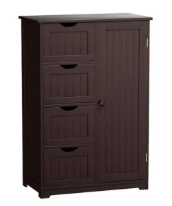 Brown Storage Cabinet with 4-Drawers 2-Shelves, E-Commerce Return