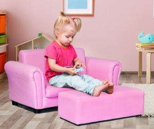 Kids Sofa Chair w/ Ottoman, Pink, Appears New