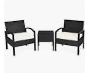 3-Piece Rattan Patio Conversation Set, Cushions, Appears New