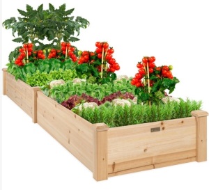 8x2ft Wooden Raised Garden Bed Planter for Garden, Lawn, Yard, Appears New/Damaged Box