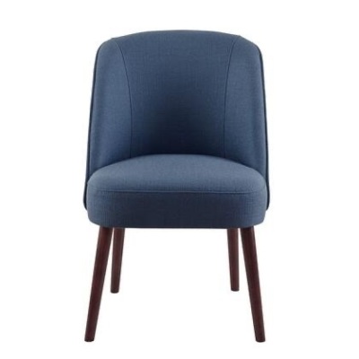 22" Dining Chair with Upholstered Seat & Back, Rounded Back and Solid Wood Legs in Blue