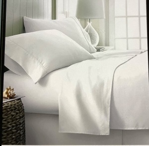 Pure Cotton Bed Sheets (Queen, 1000 Thread Count) WhiteSheets and Pillow Cases Set (4 Piece)- Cotton Sheets QueenSize Bed- Sateen Weave Sheets- 18" Queen Deep PocketSheets, Like New, Retail - $79.99