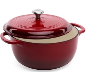 6qt Non-Stick Enamel Cast-Iron Dutch Oven Kitchen Cookware w/ Side Handles, Deep Red, Appears New