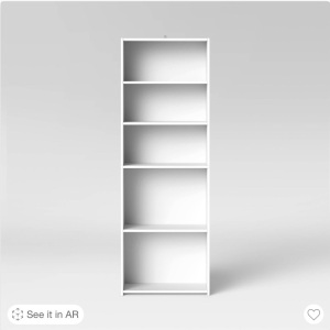 5 Shelf Bookcase White - Room Essentials, Like New, retail - $37