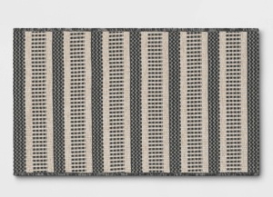 2'6" × 4'2" Powerloom Woven Stripe Outdoor Door Mat Sage/Charcoal Gray - Threshold' designed with Studio McGee, Like New, retail - $25