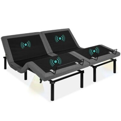 Adjustable Bed Base with Massage, Remote Control, USB Ports, Split King 