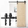 HomLux 8ft Heavy Duty Sturdy Sliding Barn Door Hardware Kit, Single Door, J Shape Hangers, Black - Appears New&nbsp;