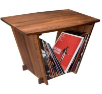 Vinyl Record Storage Turntable&nbsp;Stand, graffitimaster Premium&nbsp;Wood Vinyl Record Table with&nbsp;Record Storage for Living Room&nbsp;Bedroom Office, Dark BrownMaple.Like New, Retail - $85.79