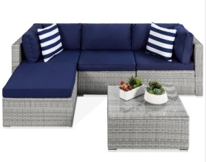 5-Piece Wicker Sectional Set w/ Coffee Table, Appears New, Retail 649.99