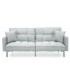 Convertible Linen Tufted Futon w/ 2 Plush Pillows, Split-Back Design  