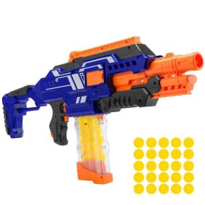 Electric Motorized Soft Foam Ball Rapid Fire Blaster Toy w/ 25 Balls, Easy Access Magazine