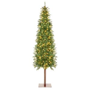 6' Pre-Lit Artificial Alpine Slim Pencil Christmas Tree w/ LED Lights, Stand